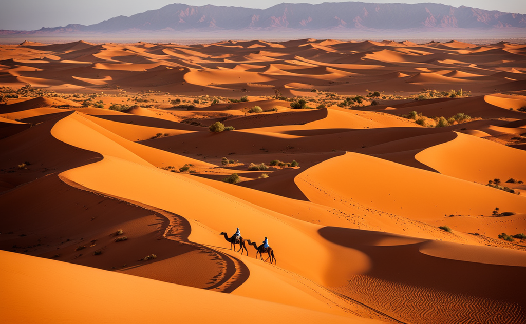 Camel trek night in the desert Merzouga